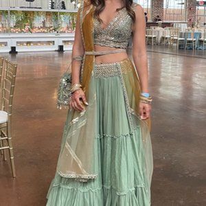 Sage Lengha Wedding